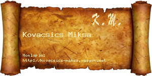 Kovacsics Miksa névjegykártya